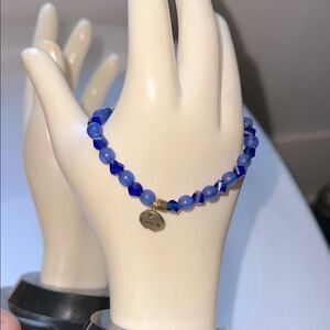 Erimish Blue Beaded Stretch Bracelet